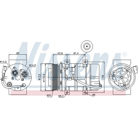 Compressore. aria condizionata Il compressore dell'aria condizionata è adatto. VOLVO S60 I S80 I V70 I V70 II XC70 I 2.0-3.0 04.96-04.10 VOLVO V70 II (285), Touring, 11.1999 - 12.2008 Nissens 89069