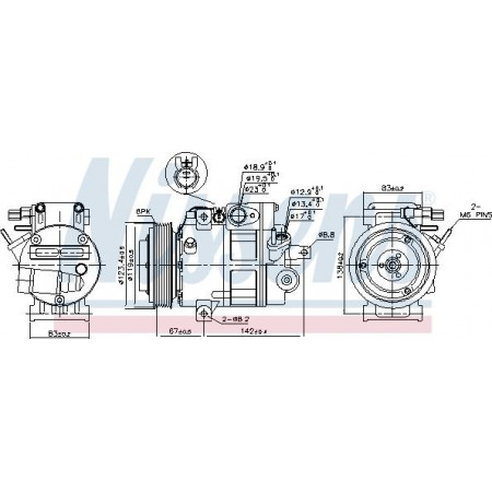 Compressore. aria condizionata Compressore aria condizionata VS-18 diametro puleggia 119mm 12V HYUNDAI SANTA FE II SANTA FE II-SUV 2.0 HYUNDAI SANTA FE II (CM), Crossover, 10.2005 - 03.2015 Nissens 890685