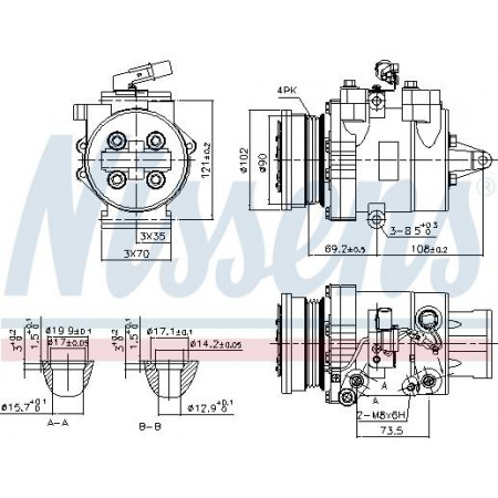 Compressore. Aria condizionata Compressore aria condizionata MITSUBISHI COLT CZC VI COLT VI 1.5 03.05-06.12 MITSUBISHI COLT VI (Z3_A, Z2_A), Hatchback, 10.2002 - 12.2012 Nissens 890624