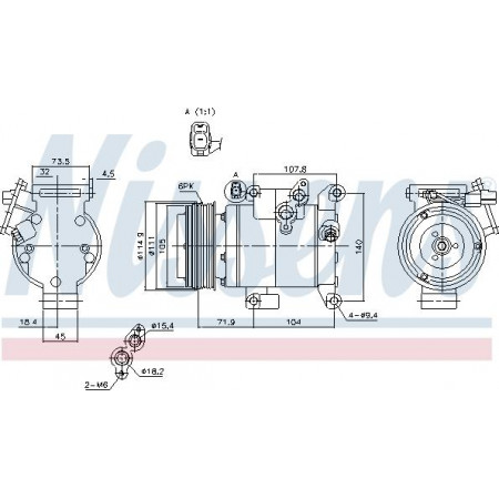 Compresseur. climatisation Compresseur de climatisation MAZDA 3 6 6-KOMBI 2.0-2.5 12.08- MAZDA 6 (GJ), Estate Van, 01.2013 - 05.2016 Nissens 890045
