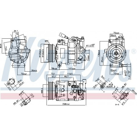 Compressore. climatizzatore Compressore climatizzatore VW MULTIVAN T5 TRANSPORTER T5 2.0D 09.09-08.15 VW TRANSPORTER V (7JD, 7JE, 7JL, 7JY, 7JZ, 7FD), Telaio di supporto, 04.2003 - 08.2015 Nissens 890048