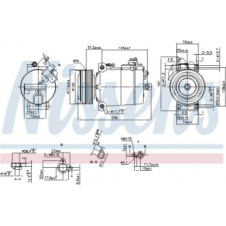 Compressore. aria condizionata Compressore aria condizionata BMW 3 E92 X3 E83 2.5-3.0 04.06-06.13 BMW X3 (E83), Crossover, 01.2003 - 12.2011 Nissens 890043