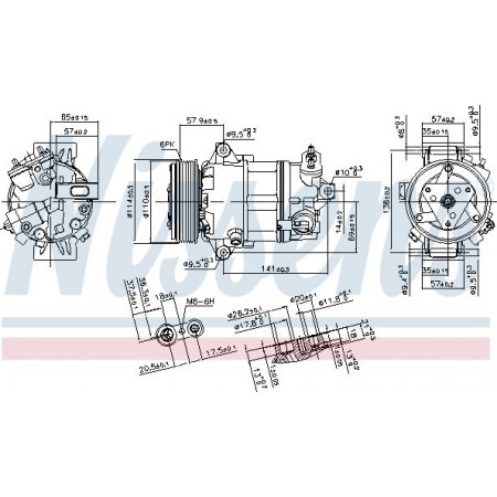 Compressor. airconditioning Aircocompressor ALFA ROMEO GIULIETTA GIULIETTA-HATCHBACK FIAT TIPO 1.6D-2.0D 04.10-12.2 ALFA ROMEO GIULIETTA (940_), Hatchback Van, 04.2011 - Nissens 890056