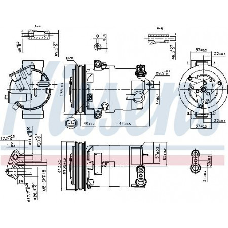 Compressor. airconditioning Airco compressor ALFA ROMEO GIULIETTA LANCIA DELTA III 1.8 01.09-10.18 ALFA ROMEO GIULIETTA (940_), Hatchback Van, 04.2011 - Nissens 890057