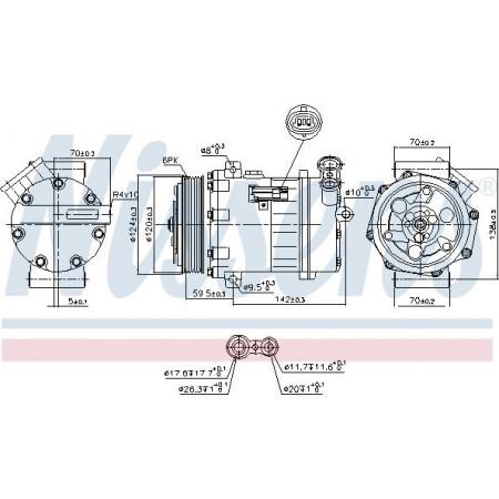 Compresseur. climatisation Compresseur de climatisation SAAB 9-3 9-3X 1.9D 12.07-02.15 SAAB 9-3 (YS3F, E79, D79, D75), Berline, 09.2002 - 02.2015 Nissens 890063