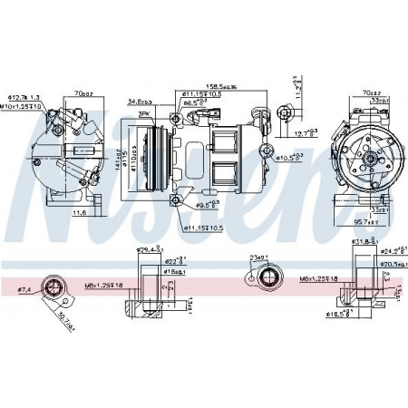 Compressore. aria condizionata Il compressore dell'aria condizionata è adatto. VOLVO S60 II S80 II V60 I ​​V70 III V70 III-KOMBI XC60 I XC70 II 2.0-2.5 VOLVO V60 I ​​(155, 157), Touring, 07.2010 - Nissens 890062
