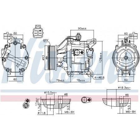 Compressore. aria condizionata Compressore aria condizionata TOYOTA COROLLA COROLLA VERSO 1.3-2.0D 10.01-03.08 TOYOTA COROLLA IX (_E12_), Touring, 03.2001 - 12.2008 Nissens 890036