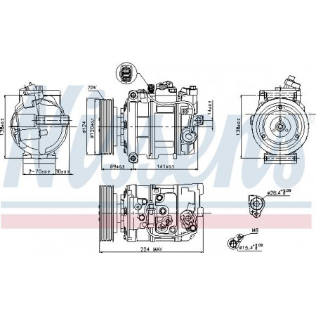 Compressor. Aircocompressor VW TOUAREG 4.2 12.02-11.06 VW TOUAREG (7LA, 7L6, 7L7), Crossover, 10.2002 - 01.2013 Nissens 890025