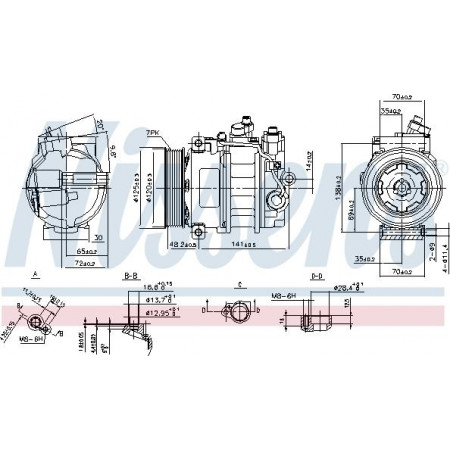 Compressor. airconditioning Airco compressor PORSCHE PANAMERA 3.0-3.6-4.8 07.09-10.16 PORSCHE PANAMERA (970), Hatchback, 03.2009 - 12.2017 Nissens 890140