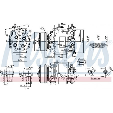 Compressor. ar condicionado Compressor de ar condicionado HONDA INSIGHT 1.3H 04.09- HONDA CR-Z (ZF), Compartimento, 06.2010 - Nissens 890155