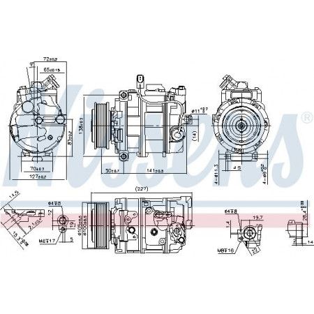 Compresor. aire acondicionado Compresor de aire acondicionado VW AMAROK CALIFORNIA T5 CAMPER CALIFORNIA T6 CAMPER MULTIVAN T5 MULTIVA VW TRANSPORTER V (7JD, 7JE, 7JL, 7JY, 7JZ, 7FD), Marco de soporte, 04.2003 - 08.2015 Nissens 890173