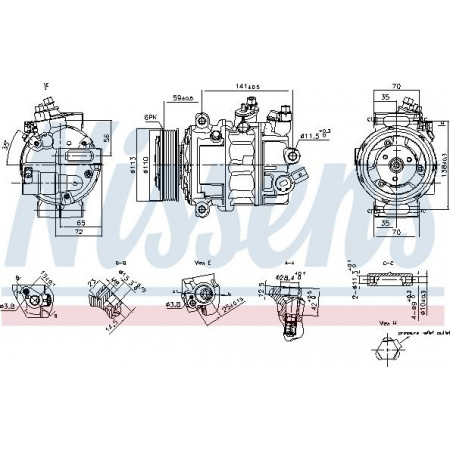 Compresor. climatizare Air-conditioning compressor fits. MAN TGE VW CALIFORNIA T6 CAMPER CRAFTER GRAND CALIFORNIA CAMPER MULTIVA Nissens 890893