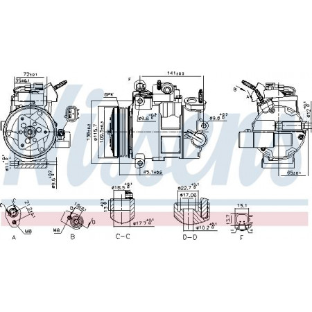 Compressore. aria condizionata Compressore aria condizionata FORD TOURNEO CONNECT V408 NADWOZIE WILKO TRANSIT CONNECT TRANSIT CONNE Nissens 890800