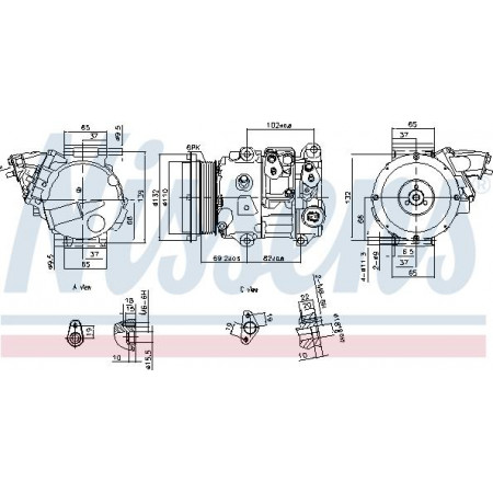 Compressor. airconditioning Airco compressor TOYOTA HIGHLANDER - KLUGER VENZA 2.7 09.08-11.16 TOYOTA KLUGER VI (_U4_), Crossover, 05.2007 - 08.2014 Nissens 890876