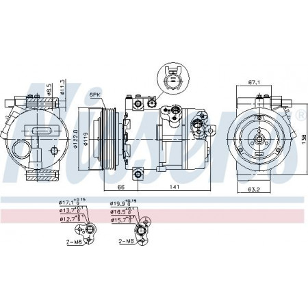 Compressor. ar condicionado Compressor de ar condicionado KIA SORENTO II SORENTO II-SUV 2.0D-2.2D 11.09-12.15 KIA SORENTO II (XM), Crossover, 09.2009 - Nissens 890394
