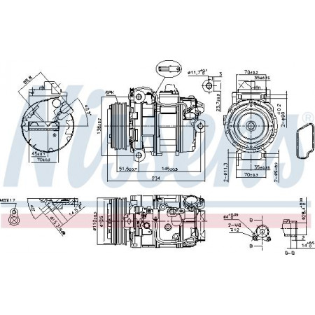 Compressor. Aircocompressor BMW 1 E81 1 E82 1 E87 1 E88 3 E90 3 E91 3 E92 3 E93 5 E60 5 E61 6 E63 6 BMW 5 Touring V (E61), Toerisme, 03.2004 - 12.2010 Nissens 890390