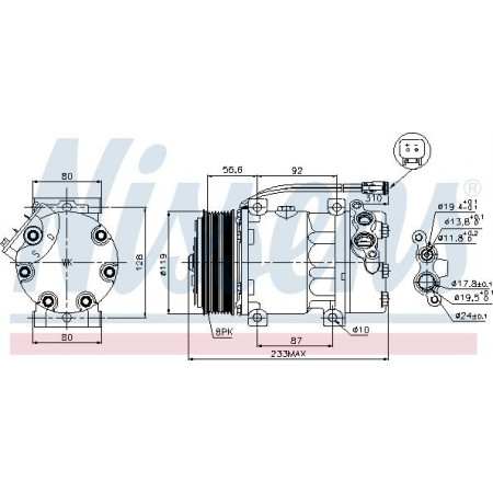 Compressor. air conditioning Air conditioning compressor SCANIA 4S PGRTS 10.6D-15.6D 05.95- SCANIA P,G,R,T - series (N320), 01.2003 - Nissens 89035