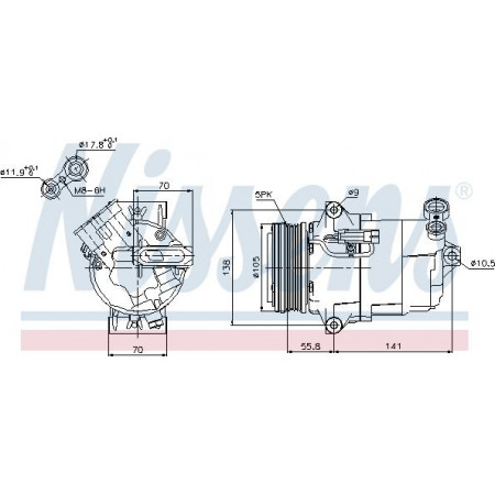 Compressor. ar condicionado Compressor de ar condicionado OPEL ASTRA G ASTRA G CLASSIC ASTRA H ASTRA H CLASSIC ASTRA H GTC ASTRA OPEL ASTRA H CLASSIC (A04), Hatchback, 01.2009 - Nissens 89038