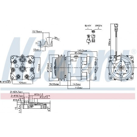 Compresseur. climatisation Compresseur de climatisation RVI MIDLUM PREMIUM 04.96- RENAULT TRUCKS MIDLUM, 01.2000 - Nissens 890336