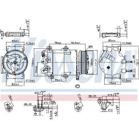 Compressor. Aircocompressor FORD FIESTA VI 1.25-1.6D 06.08- FORD FIESTA (JA8), Sedan, 04.2010 - Nissens 890321