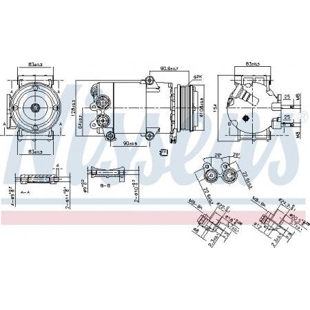 Compressor. airconditioning Airco compressor VOLVO S60 II S80 II V40 V60 I ​​V70 III FORD C-MAX II FOCUS III GALAXY II FORD GALAXY II (WA6), Dubita, 05.2006 - 06.2015 Nissens 890216