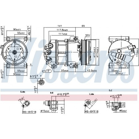 Compresseur. climatisation Compresseur de climatisation FIAT 500L PUNTO TIPO 0.9-1.4LPG 09.12- FIAT TIPO (356_), Berline, 10.2015 - Nissens 890211