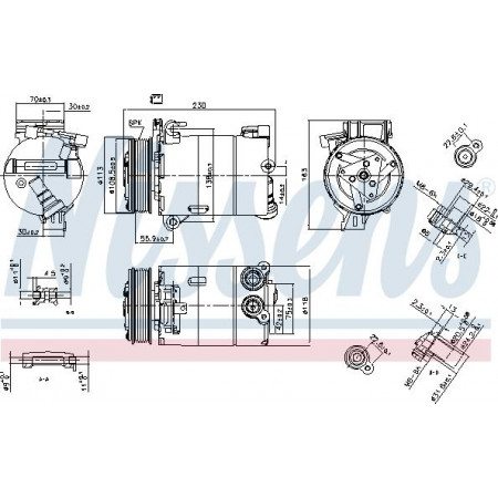 Compresseur. climatisation Compresseur de climatisation VOLVO S60 II S80 II V60 I ​​​​V70 III XC60 I FORD GALAXY II GALAXY MK II MO VOLVO S80 II (124), Berline, 03.2006 - Nissens 890213