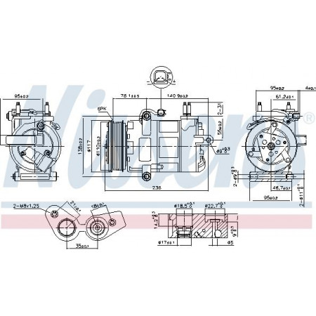 Compresor. climatizare Air-conditioning compressor FORD TOURNEO CUSTOM V362 TRANSIT CUSTOM V362 TRANSIT V363 2.2D 04.12- FORD TRANSIT V363 (FED, FFD), Cadru de sprijin, 08.2013 - Nissens 890217