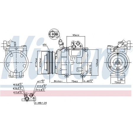 Compresor. Aire acondicionado Compresor de aire acondicionado KIA CARNIVAL I CARNIVAL II 2.9D 08,99-06,06 KIA CARNIVAL I (UP), Dubita, 06,1998 - 10,2001 Nissens 890282