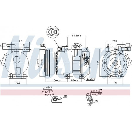 Compresor. Aire acondicionado Compresor de aire acondicionado KIA CARENS III CERATO I RIO II 1.5D-1.6D 03.05- KIA CARENS III (UN), Dubita, 05.2006 - Nissens 890232