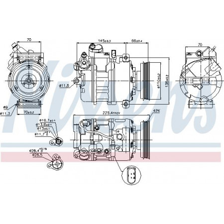 Compressor. Aircocompressor AUDI A4 B6 A6 C5 1.9D 11.00-01.05 AUDI A4 II (8E2, B6), Sedan, 11.2000 - 12.2005 Nissens 89023
