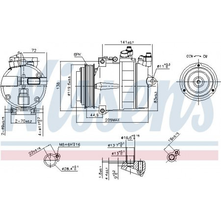 Compressor. airconditioning Airco compressor MERCEDES C W202 C T-MODEL S202 CLK A208 CLK A209 CLK C208 CLK C209 E VF MERCEDES-BENZ SPRINTER 5-t (905), Draagframe, 04.2001 - 05.2006 Nissens 89022