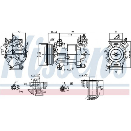 Compresor. climatizare Air-conditioning compressor fits. FORD C-MAX II FIESTA VII FOCUS IV GRAND C-MAX KUGA III PUMA TRANSIT CON Nissens 890790