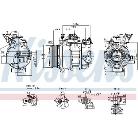 Compressor. airconditioning Aircocompressor past erop. FORD C-MAX II FOCUS III FOCUS III-KOMBI KUGA II 1.5D 09.14- Nissens 890793