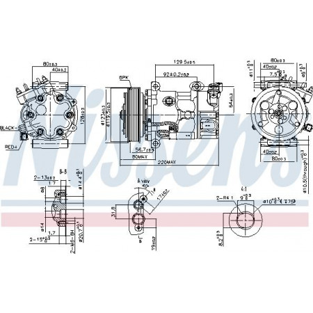 Compressor. airconditioning Airco compressor DS DS 3 CITROEN BERLINGO BERLINGO MULTISPACE BERLINGO-MINIVAN C3 II C3 PEUGEOT 208 (CR_), Hatchback Van, 10.2012 - Nissens 890743