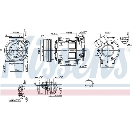Compresseur, climatisation NISSAN QASHQAI / QASHQAI +2 I (J10, NJ10, JJ10E), Crossover, 12.2006 - 04.2014 Nissens 890742