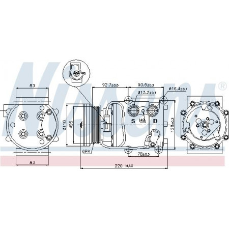 Compresor. climatizare Air-conditioning compressor FORD COUGAR FIESTA IV FIESTA V FIESTA-HATCHBACK FIESTA-MINIVAN FOCUS I MAZDA 2 (DY), Hatchback, 02.2003 - 06.2007 Nissens 89071