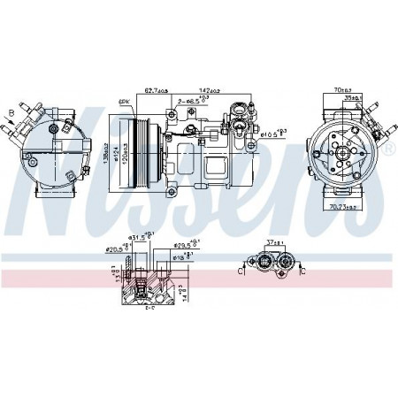 Compresseur. climatisation Compresseur de climatisation VOLVO S60 III V60 I ​​​​V60 II XC40 XC60 II 1.5-2.0H 03.15- VOLVO V60 II (225, 227), Kombi, 02.2018 - Nissens 890776
