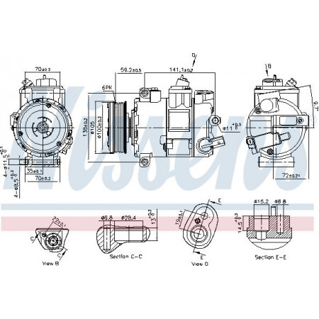 Compresseur. climatisation Compresseur de climatisation VW CALIFORNIA T6 CAMPER MULTIVAN T6 TRANSPORTER T6 TRANSPORTER T6 - CAR Nissens 890773