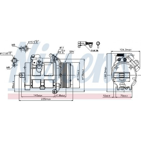 Compressor. air conditioning Air-conditioning compressor BMW X5 E53 LAND ROVER RANGE ROVER III 3.0-3.0D-4.4 01.00-08.12 LAND ROVER RANGE ROVER III (L322), Crossover, 03.2002 - 12.2012 Nissens 89077