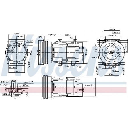 Compressor. Aircocompressor FORD FIESTA IV FIESTA-MINIVAN KA PUMA 1.25-1.7 08.95-11.08 FORD COURIER (COURIER/BJS/J5S/BE-91 / BAJ5), Ridica, 03.1996 - 12.2013 Nissens 89191
