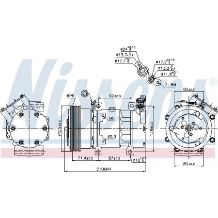 Compressor. Aircocompressor RENAULT CLIO II KANGOO KANGOO EXPRESS MEGANE I MEGANE I CLASSIC MEGANE RENAULT MEGANE I (BA0/1_), Hatchback, 08.1995 - 12.2004 Nissens 89159