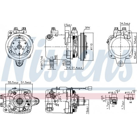 Compresseur. climatisation Compresseur de climatisation SMART CABRIO CITY-COUPE CROSSBLADE FORTWO ROADSTER 0.6-1.0 07.98- SMART ROADSTER (452), Compartiment, 04.2003 - 11.2005 Nissens 89163