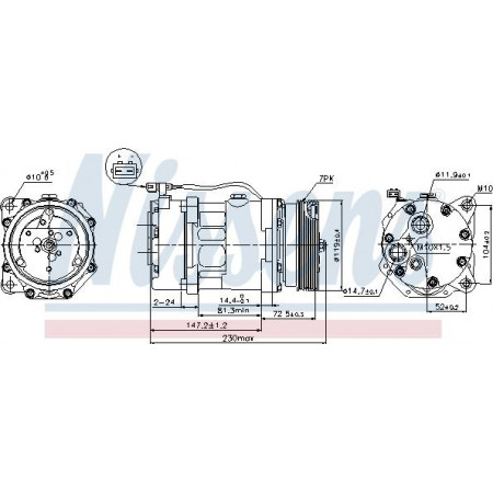 Compresor de aire acondicionado VW SHARAN (7M8, 7M9, 7M6), Furgón, 05.1995 - 03.2010 Nissens 89118