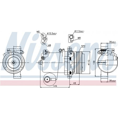 Compressor. airconditioning Aircocompressor past erop. BMW 3 E46 5 E39 X3 E83 Z3 E36 1.6-3.2 01.97-12.07 BMW 5 Touring IV (E39), Touring, 09.1996 - 06.2004 Nissens 89133