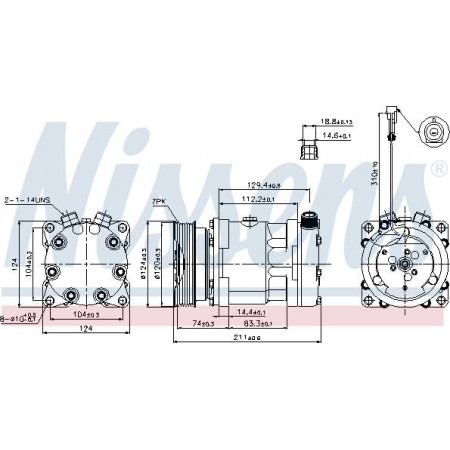 Compresseur. climatisation Compresseur de climatisation ALFA ROMEO 164 FIAT CROMA LANCIA THEMA 2.5-2.8-3.0 11.84-09.98 ALFA ROMEO 164 (164_), Berline, 01.1987 - 10.1998 Nissens 89177
