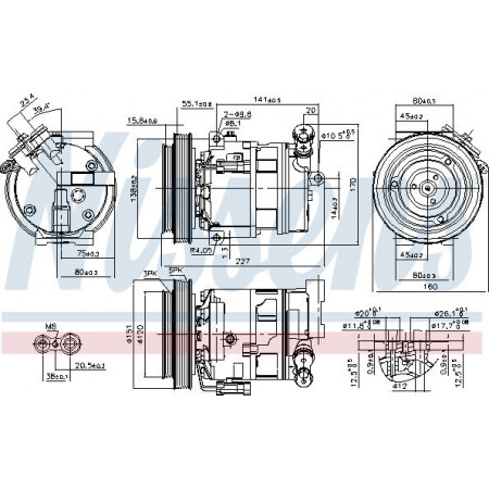 Compressor. ar condicionado Compressor de ar condicionado ALFA ROMEO 159 BRERA SPIDER 1.9-2.2 09.05-11.11 ALFA ROMEO SPIDER (939_), Conversível, 03.2006 - 03.2011 Nissens 89396