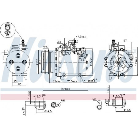 Compresor. climatizare Air-conditioning compressor fits. FIAT SEDICI SUZUKI SWIFT III SX4 1.3-1.5-1.6 02.05- SUZUKI SWIFT III (MZ, EZ), Hatchback, 02.2005 - Nissens 89349