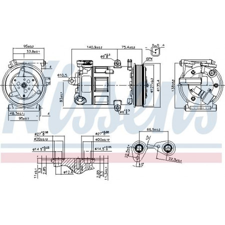Compresseur. climatisation Compresseur de climatisation CITROEN JUMPER II FIAT DUCATO FORD TRANSIT TRANSIT TOURNEO PEUGEOT BOXE FIAT DUCATO (250_, 290_), Fourgon, 07.2006 - Nissens 89348
