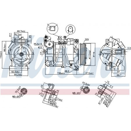 Compressor. Aircocompressor VOLVO S80 II V70 III V70 III-KOMBI XC60 I XC70 II FORD MONDEO IV S-MAX VOLVO V70 III (135), Toerisme, 04.2007 - Nissens 89350